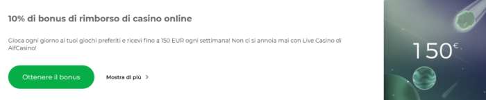 bonus rimborso alf casino