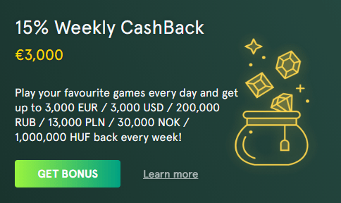 casinia cashback settimanale