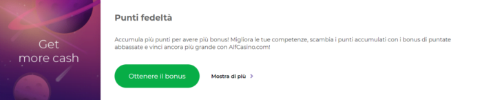 punti fedeltà alf casino