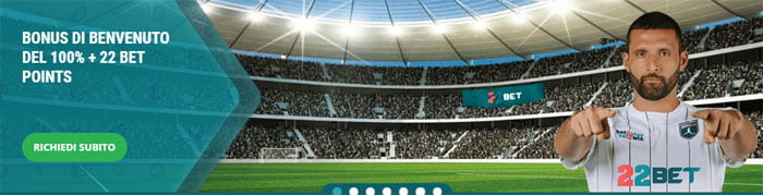 22bet bonus scommesse sportive